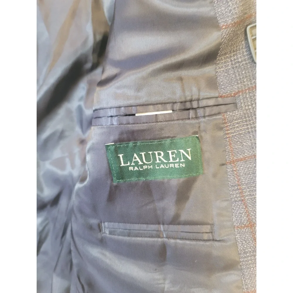 Lauren Ralph Lauren Boys Blue Plaid Blazer Elbow Patches Sport Coat Size 16R